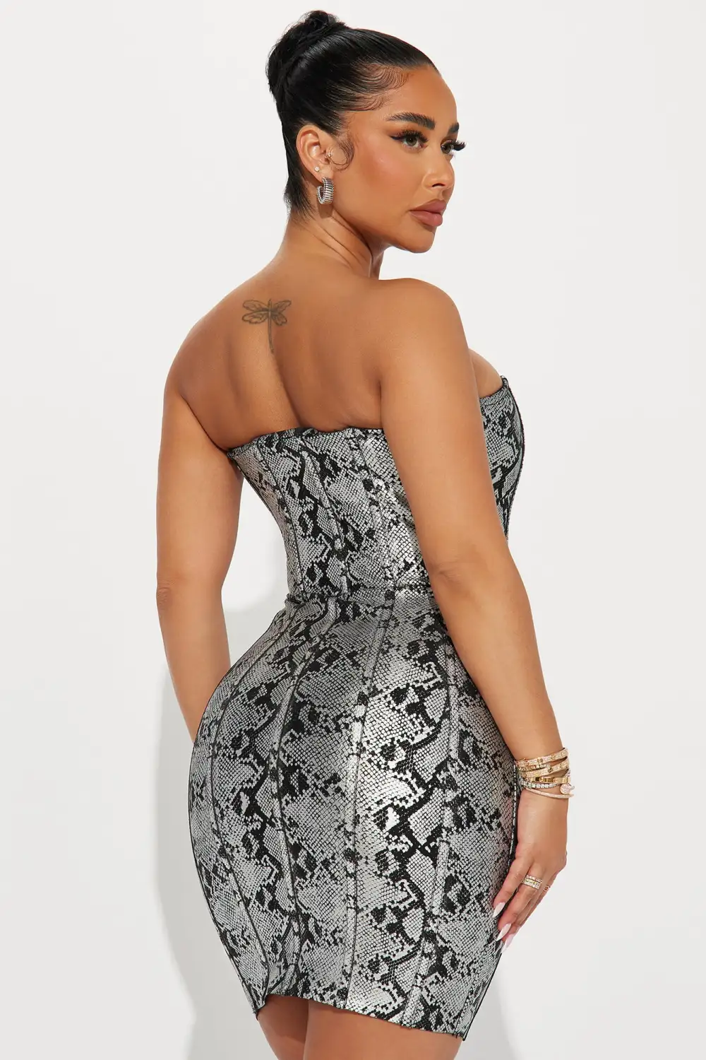 Clarissa Bandage Mini Dress - Silver/Black