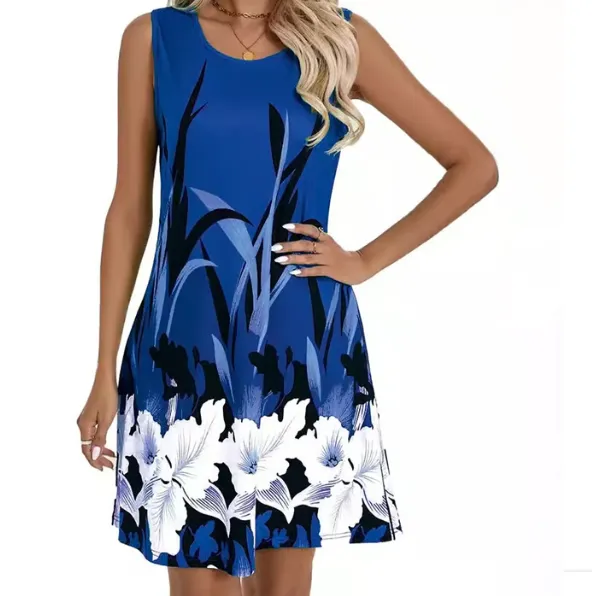 Women's Casual Sleeveless Floral Print Tank Dress