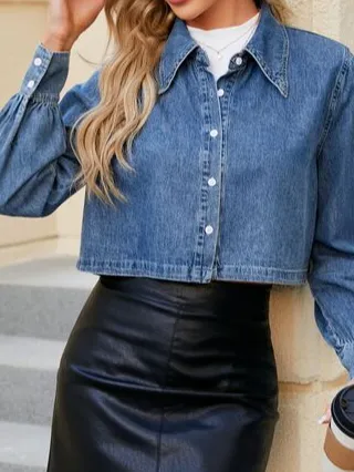 Button-up Long-sleeve Denim Jacket