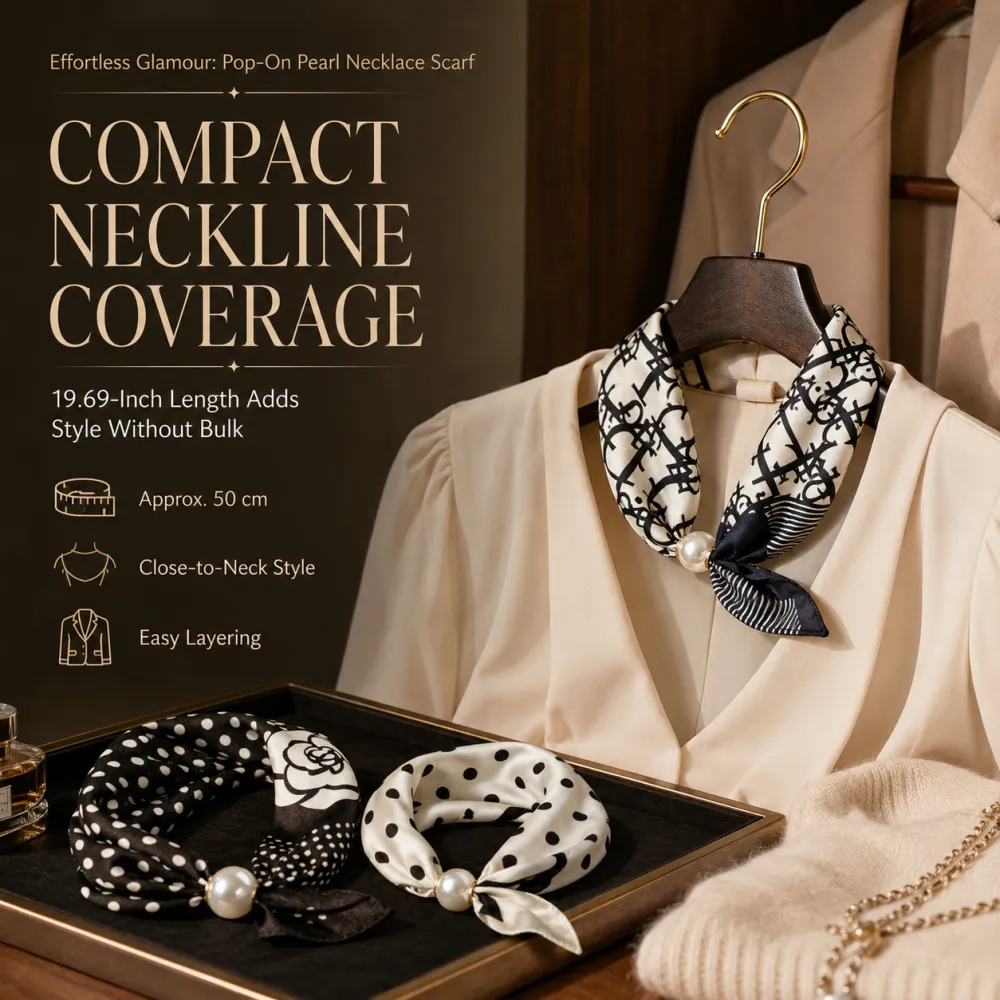 🧣 Effortless Glamour: Pop-On Pearl Necklace Scarf ✨