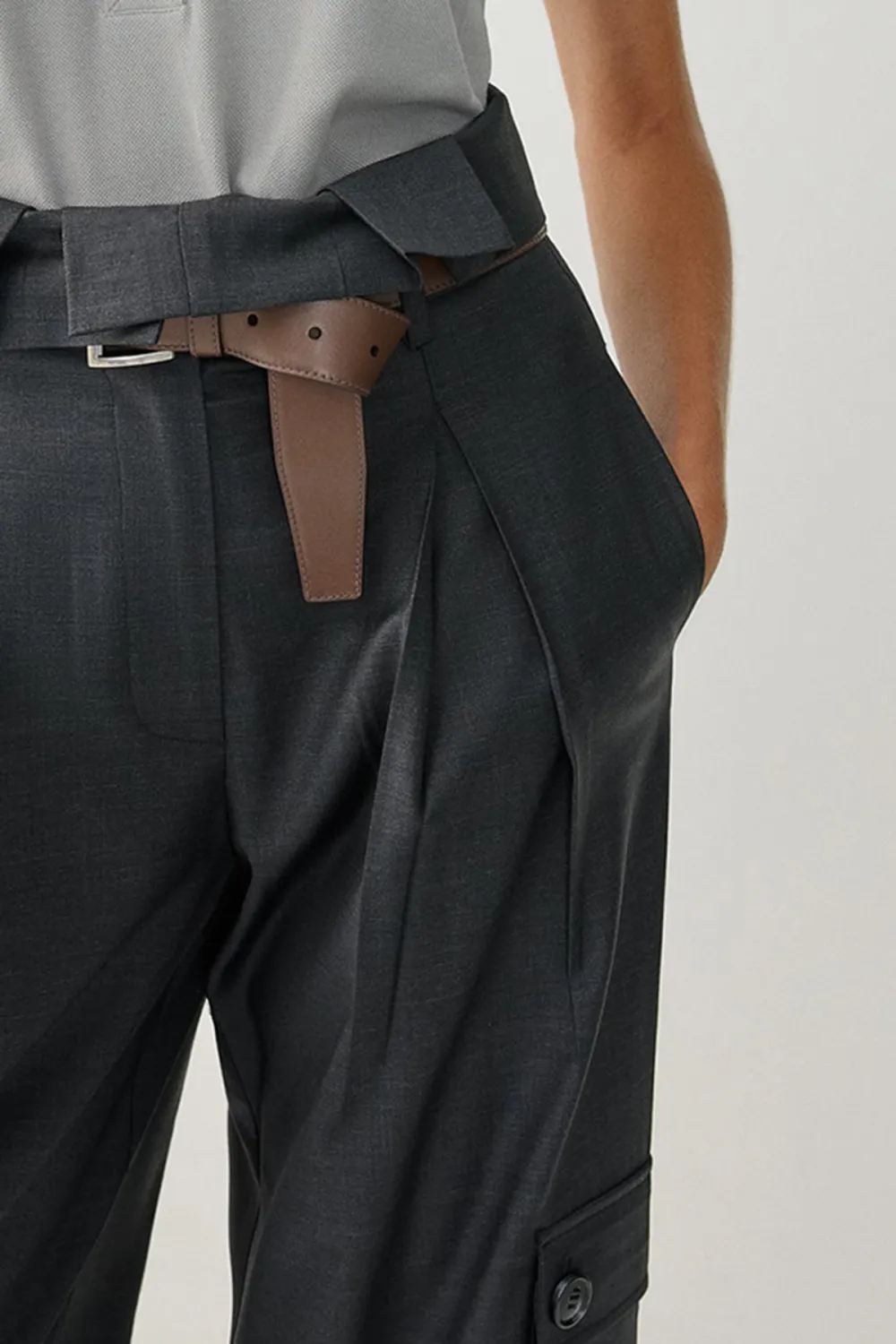 High Waist Pants-Dark Grey