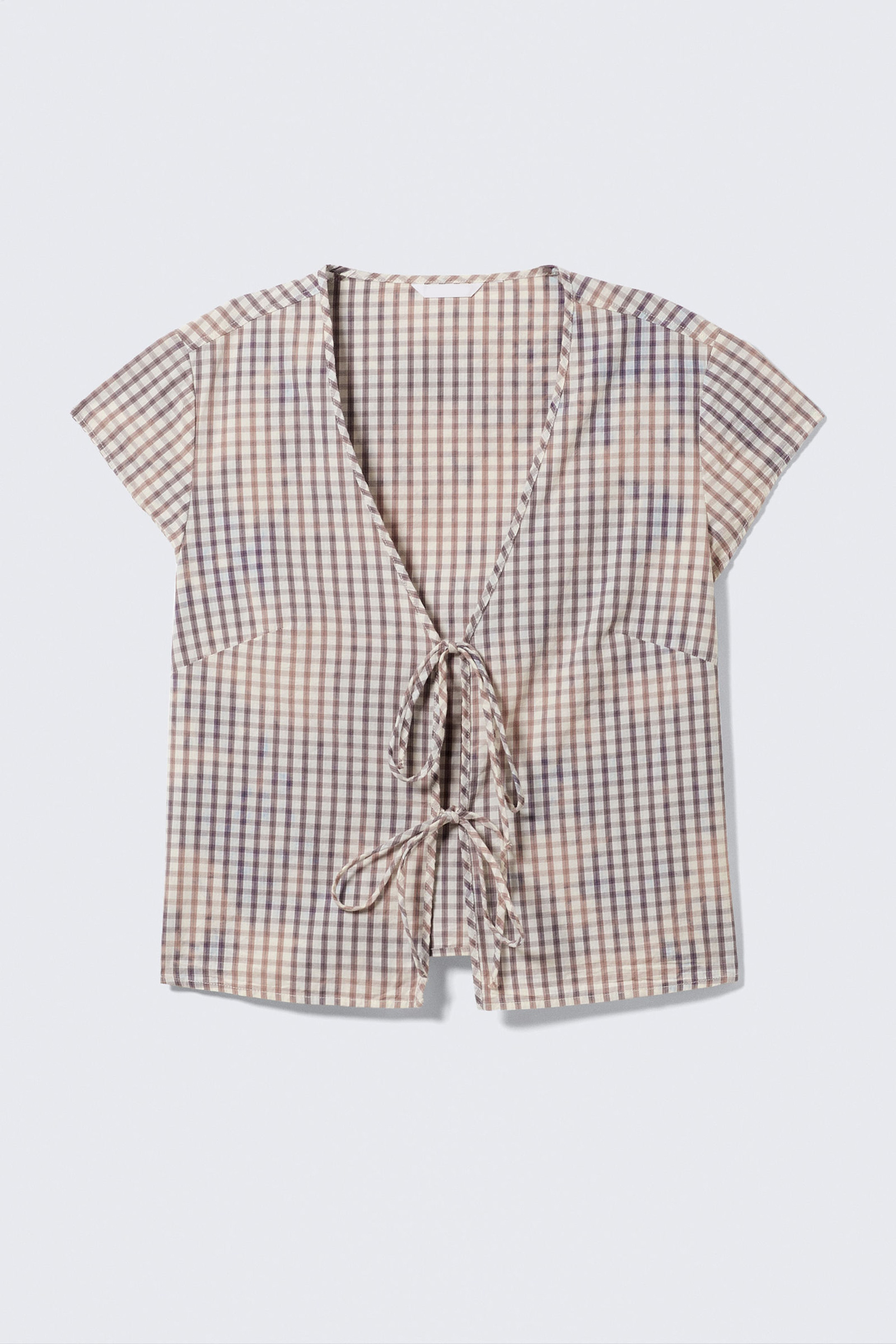Tie Front Cap Sleeve Blouse