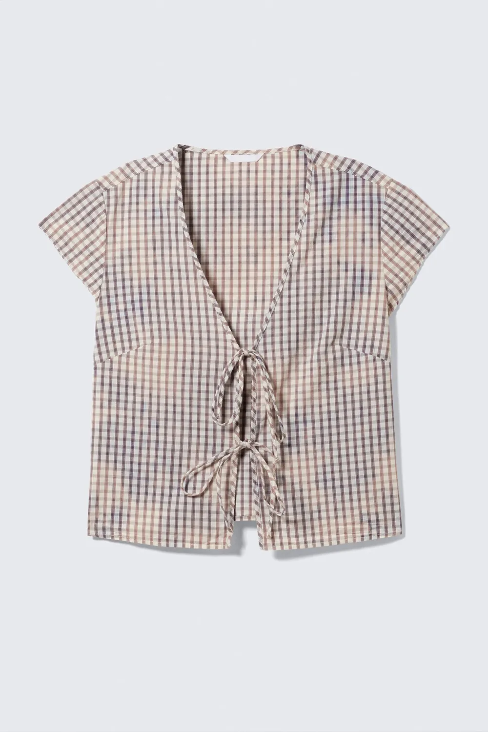 Tie Front Cap Sleeve Blouse