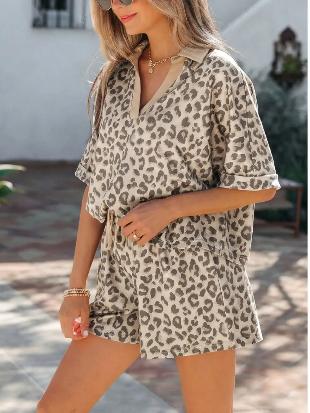 Leopard Print Neck Set