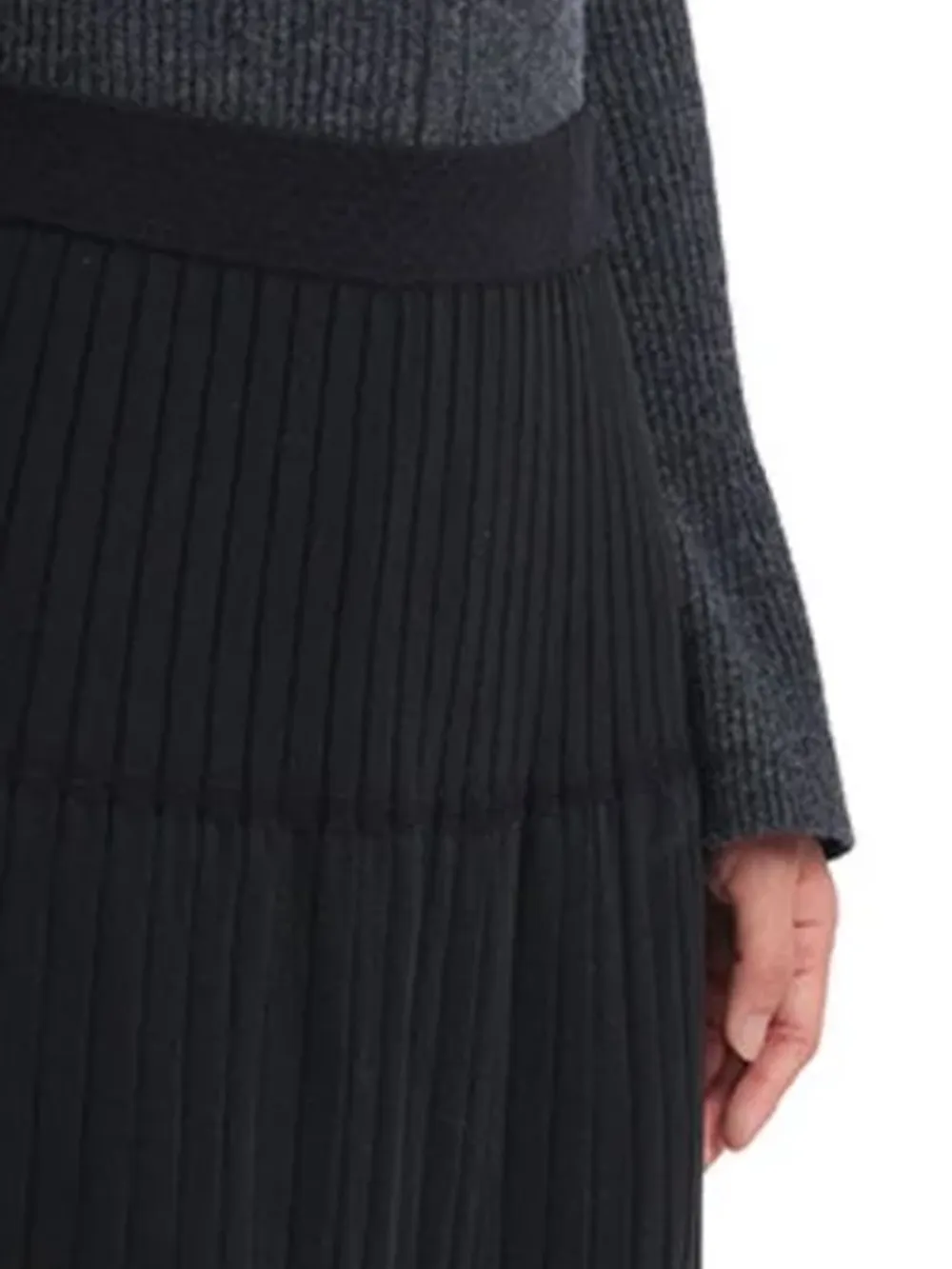 Pleated Ruffle Hem Long Midi Skirt