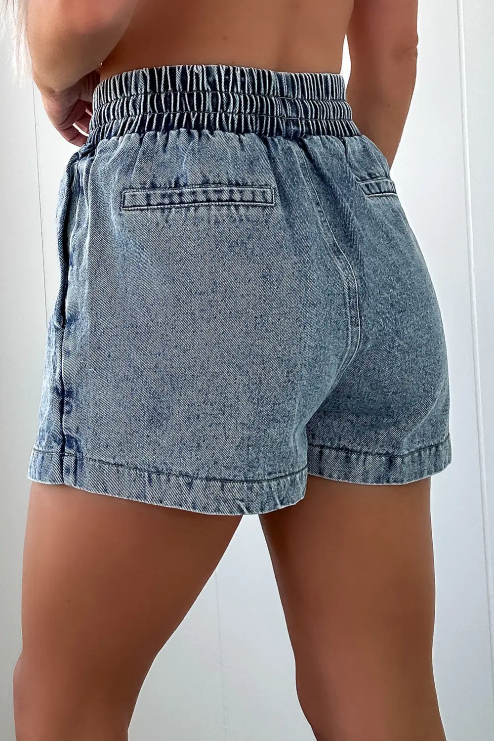 Everyday Drawstring High Waist Pocketed Denim Shorts