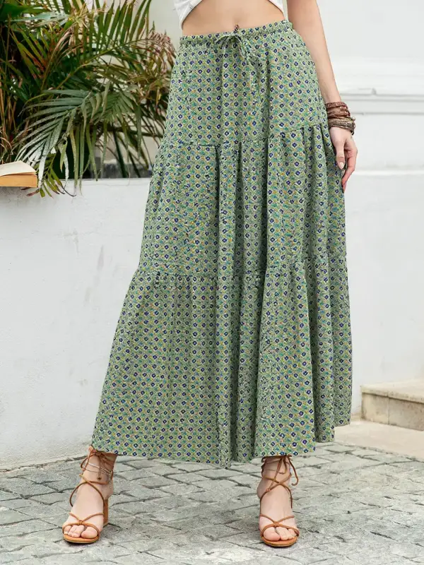 Tiered Boho Maxi Skirt