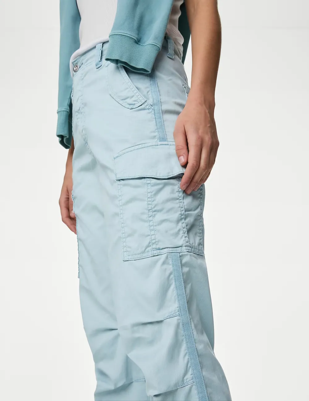 Rich Cargo Tea Dyed Cropped Trousers