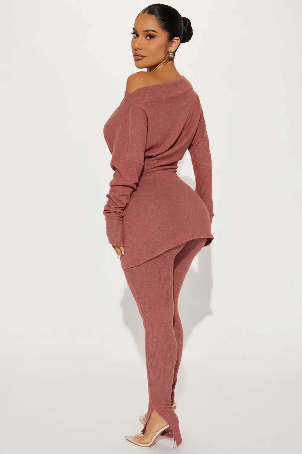 Tara Twist Front Pant  Set - Mauve