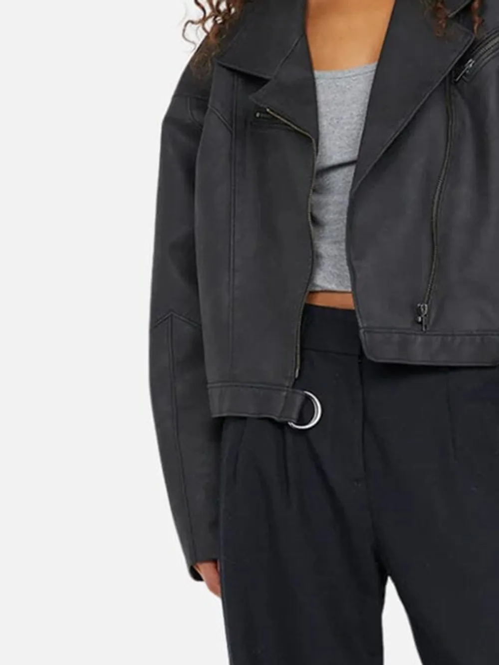 Asymmetrical Lapel Zip Up Jacket