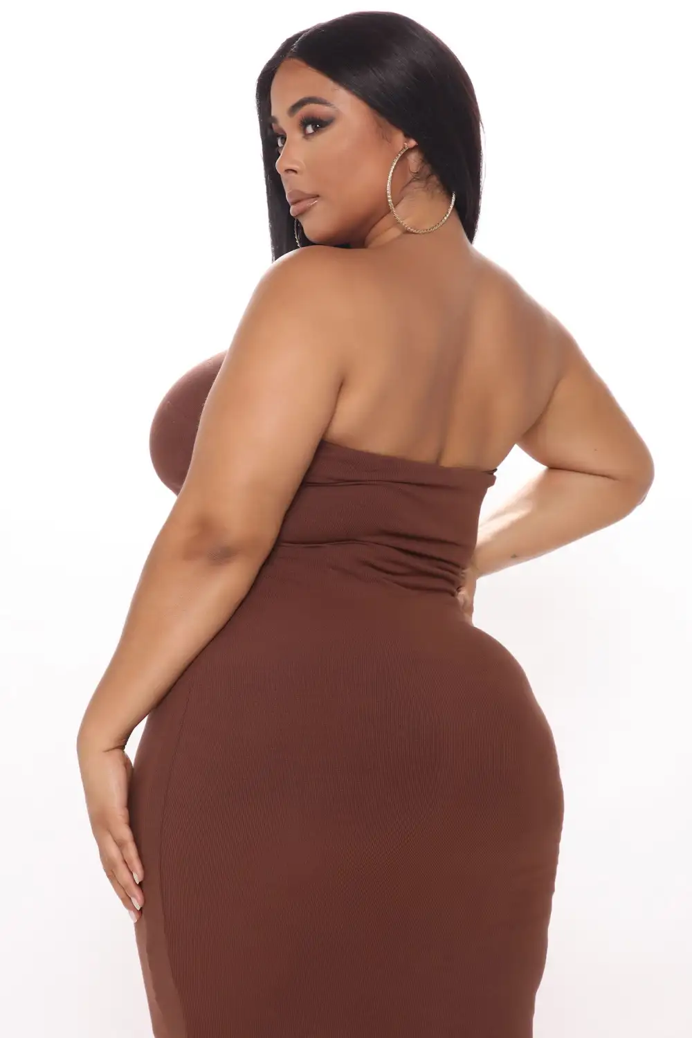 Satisfied Ribbed Maxi Dress Set - Brown
