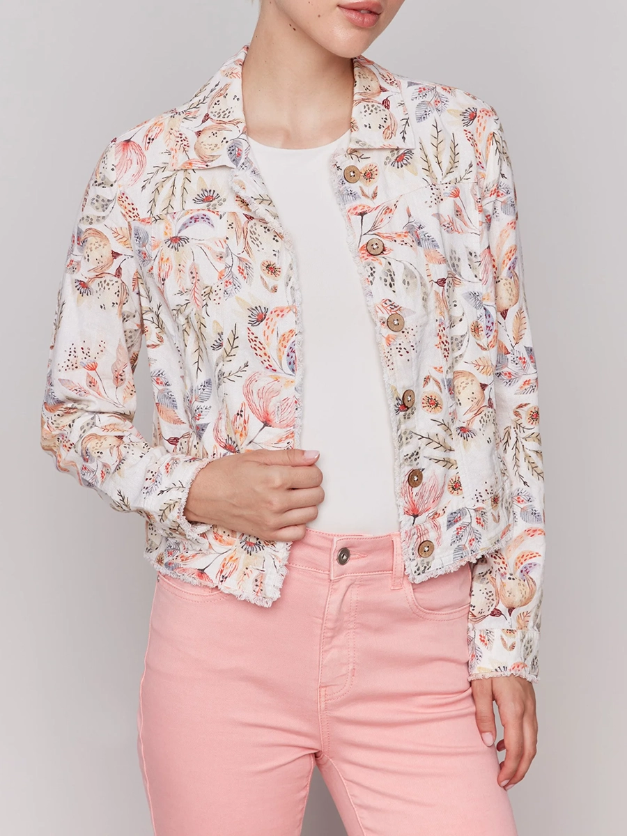 Women's Linen Jacket With Artistic Design
