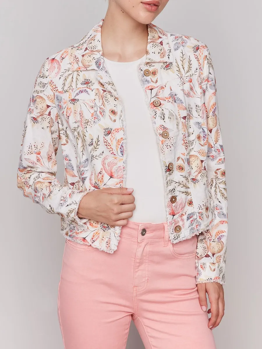 Women's Linen Jacket With Artistic Design