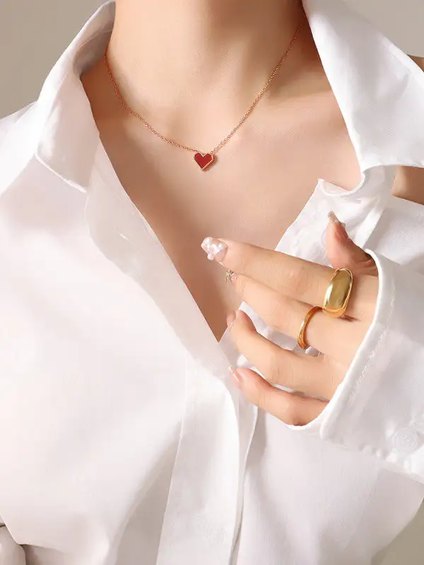 Minimal Geometric Heart Motif Necklace