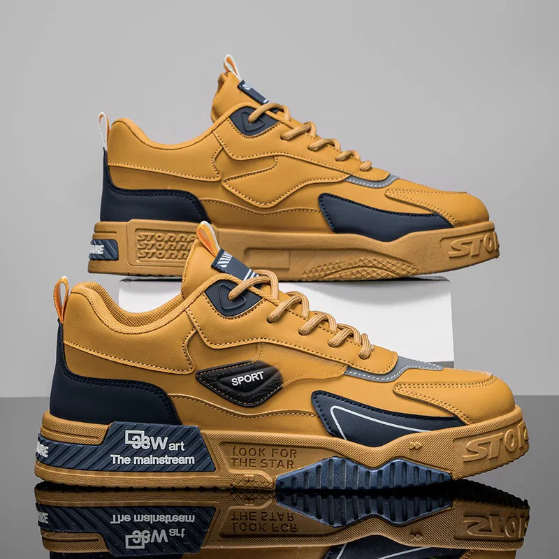 Men's Color-Block PVC Sneakers Fall New Breathable Casual Shoes Lightweight Versatile Comfortable Retro Agam Shoes