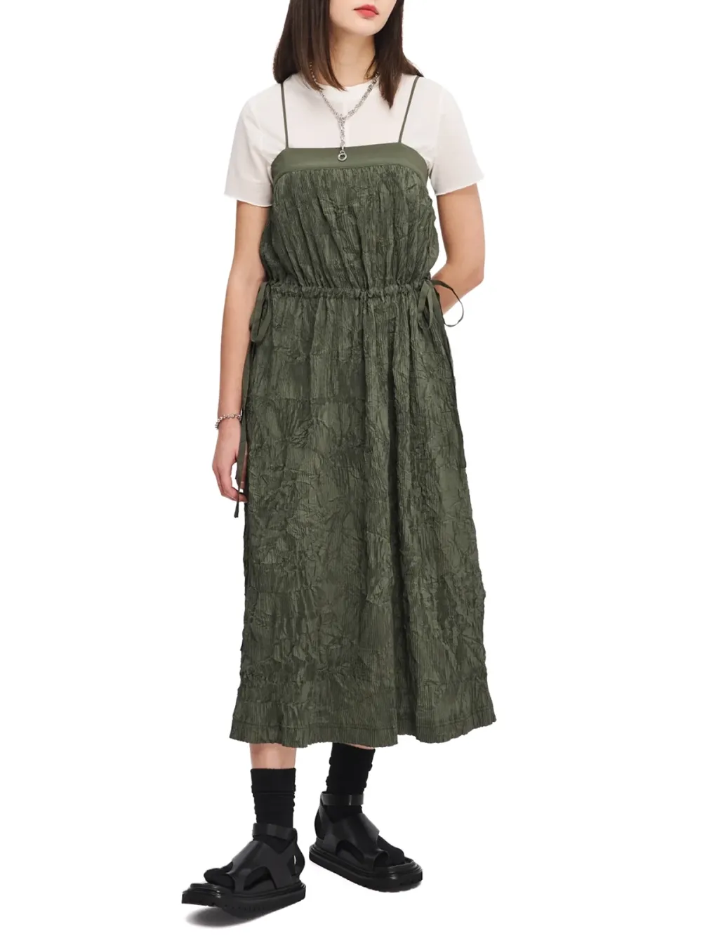 Layered Top Strapless Midi Dress