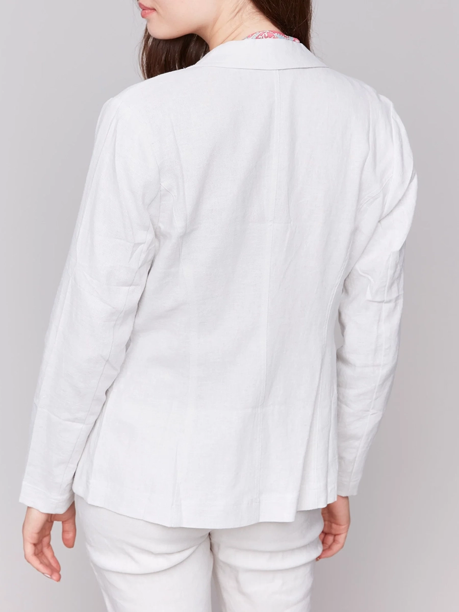 Linen Blend Skin-Friendly Solid Color Suit Jacket