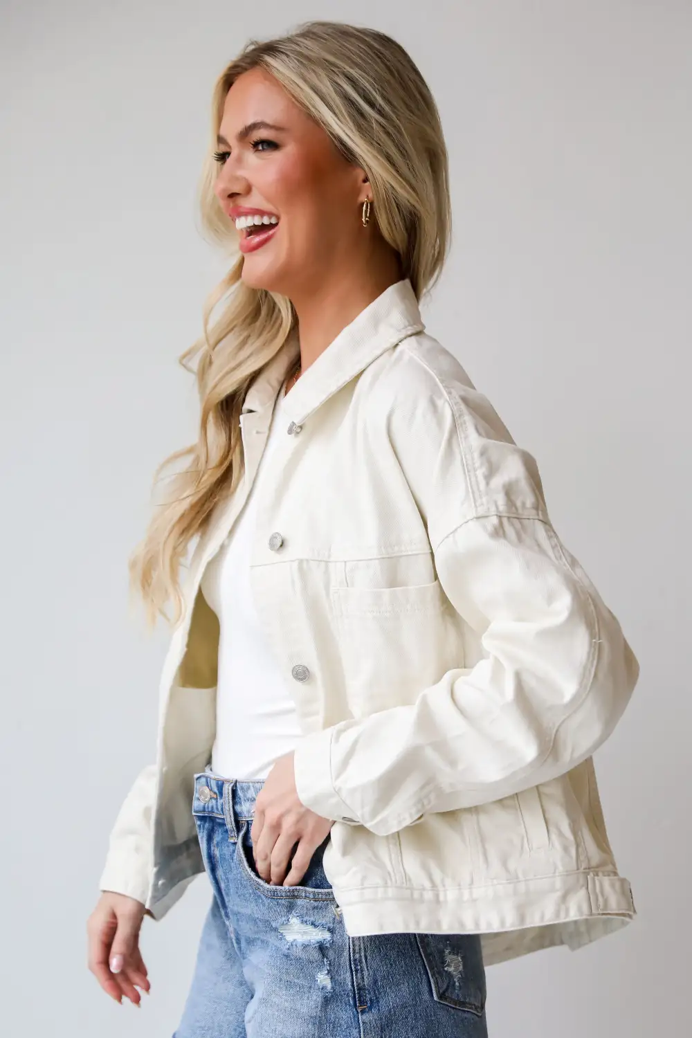 FINAL SALE - Effortless Presence Cream Denim Jacket