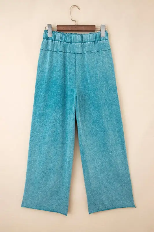 Mineral Wash High Waist Raw Hem Pants