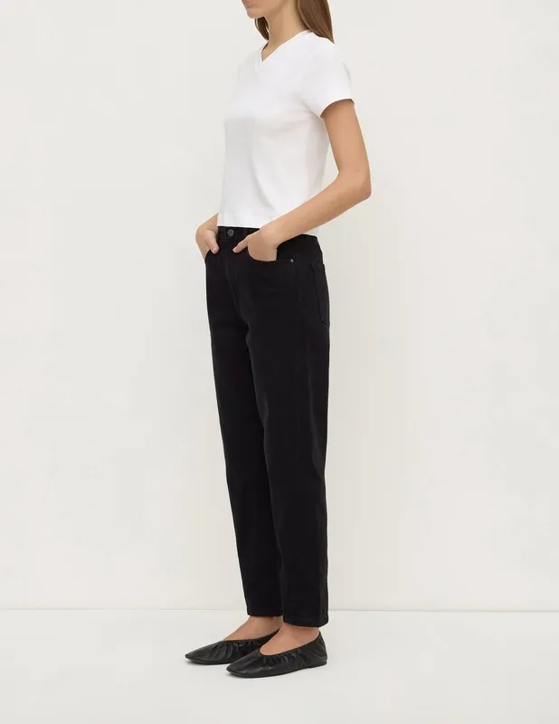 Black Twisted-Seam Straight-Leg Jeans
