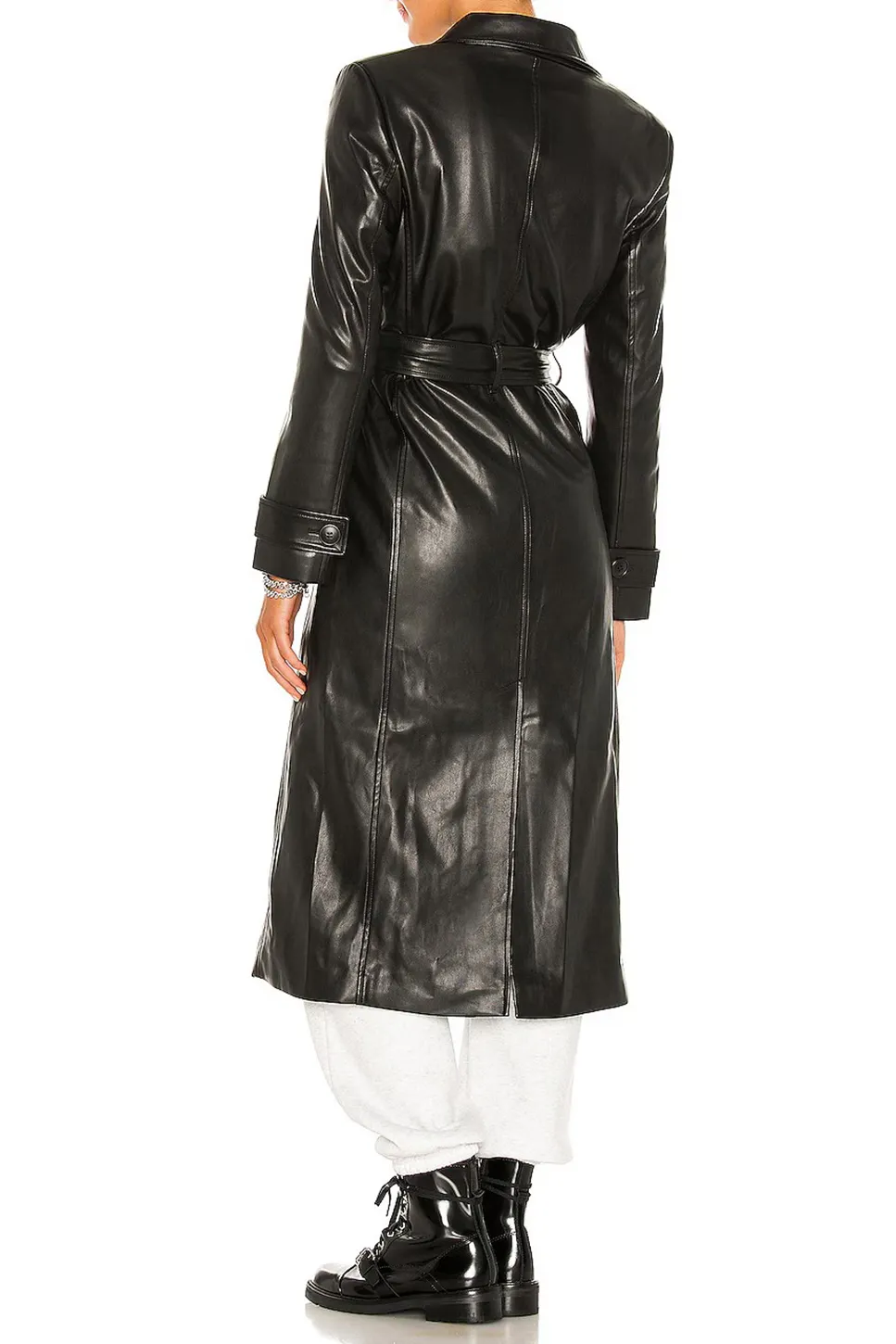 Faux Leather Trench Coat