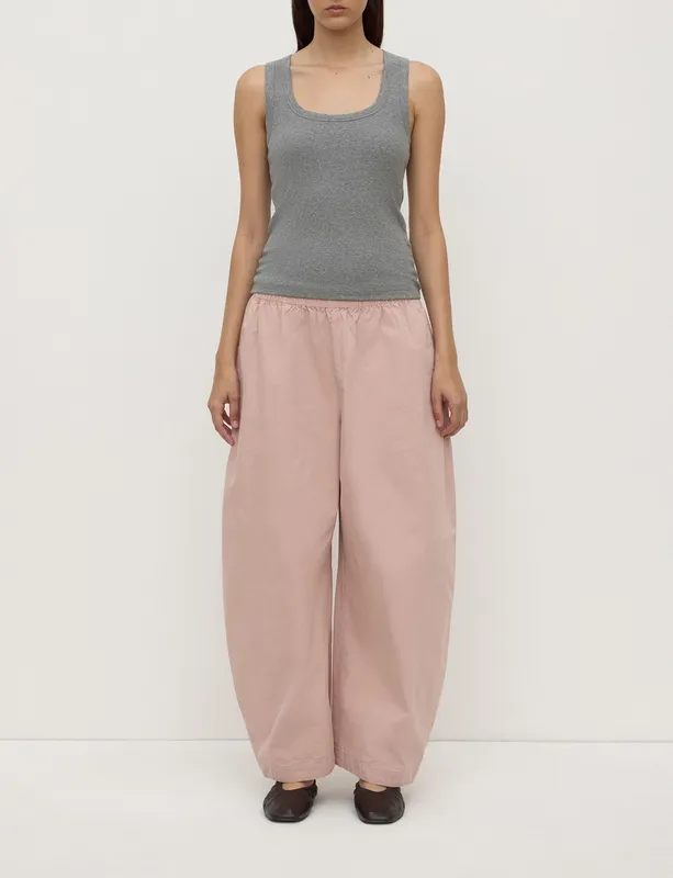 Pink Voluminous Cotton Barrel-Leg Pant