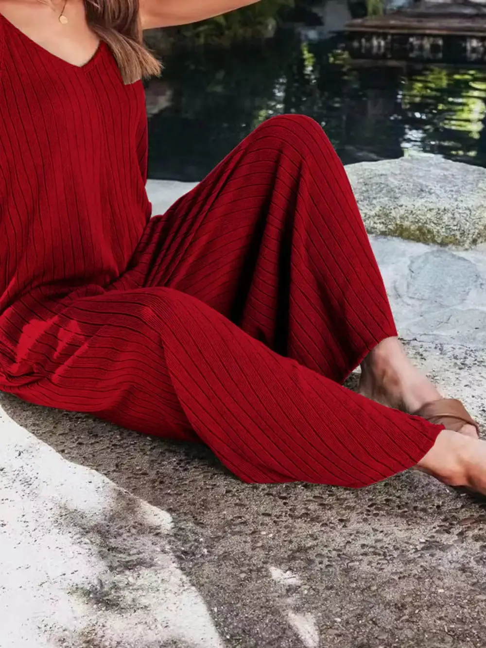 Ribbed Wide Leg Jumpsuit