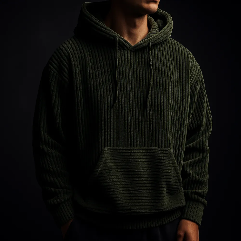Corduroy Pullover Hooded Sweatshirt