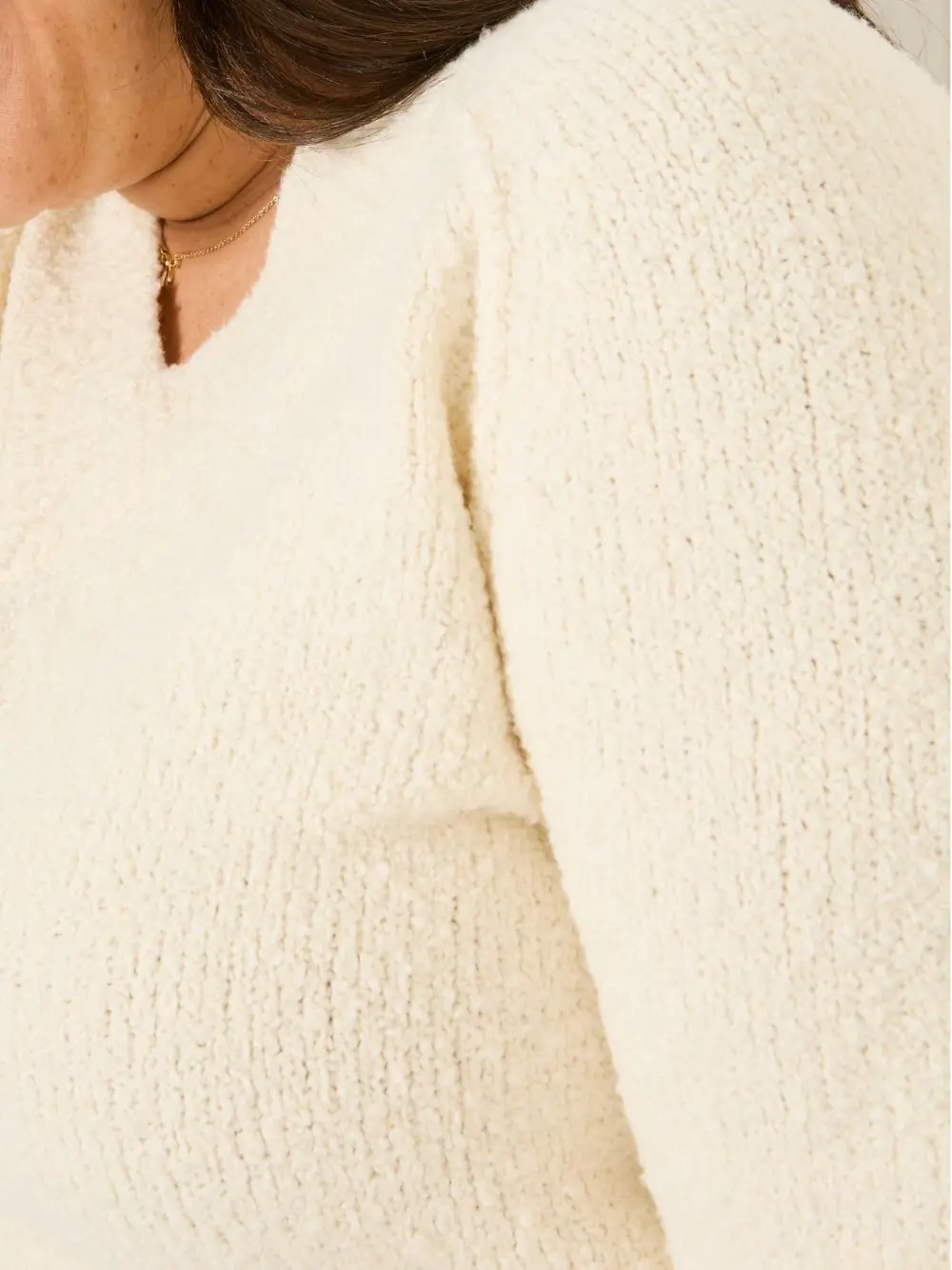 Ivory Bonnie Boucle V-Neck Jumper