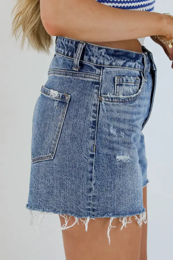 Button Fly High Rise Pocketed Shorts