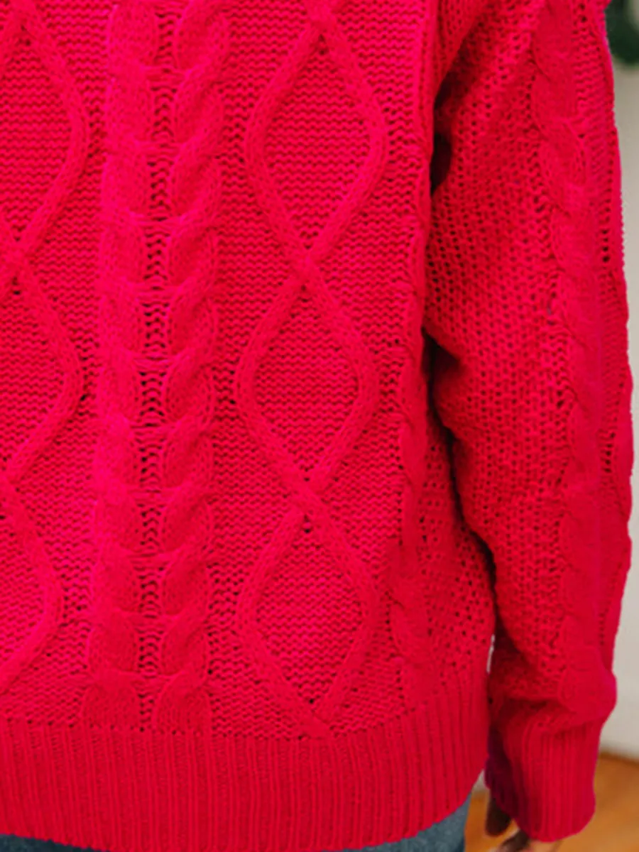 Hot Pink Cable Knit Cardigan