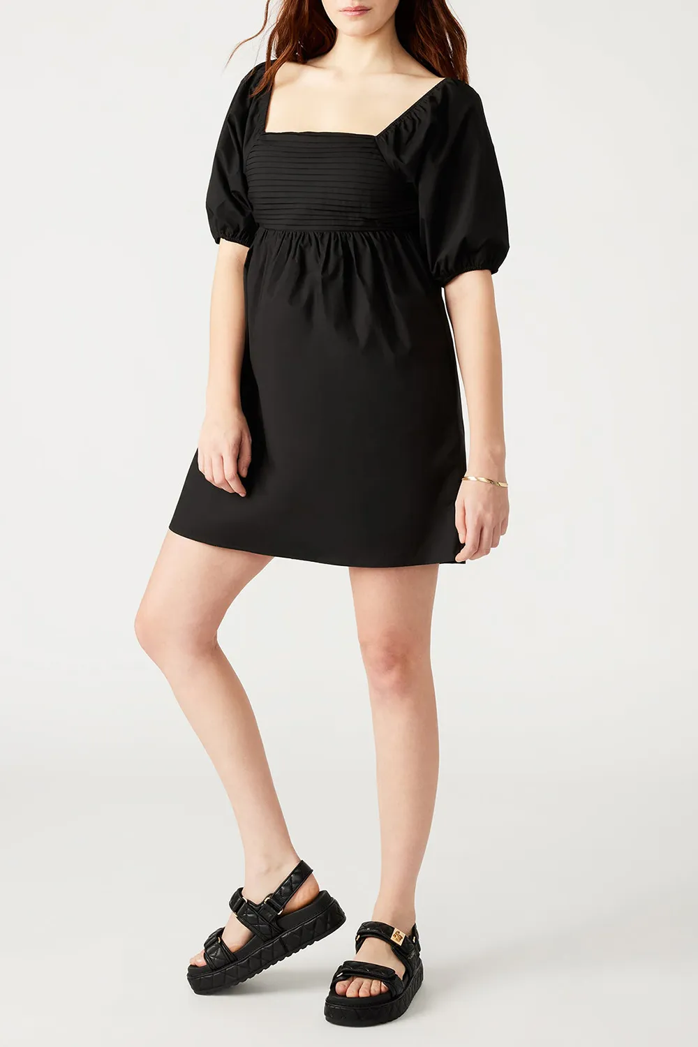 Square Collar Dress Beige
