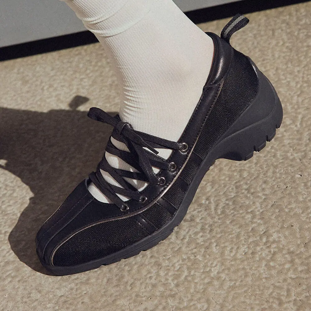 Model Lace Up Ballet Heeled Sneakers