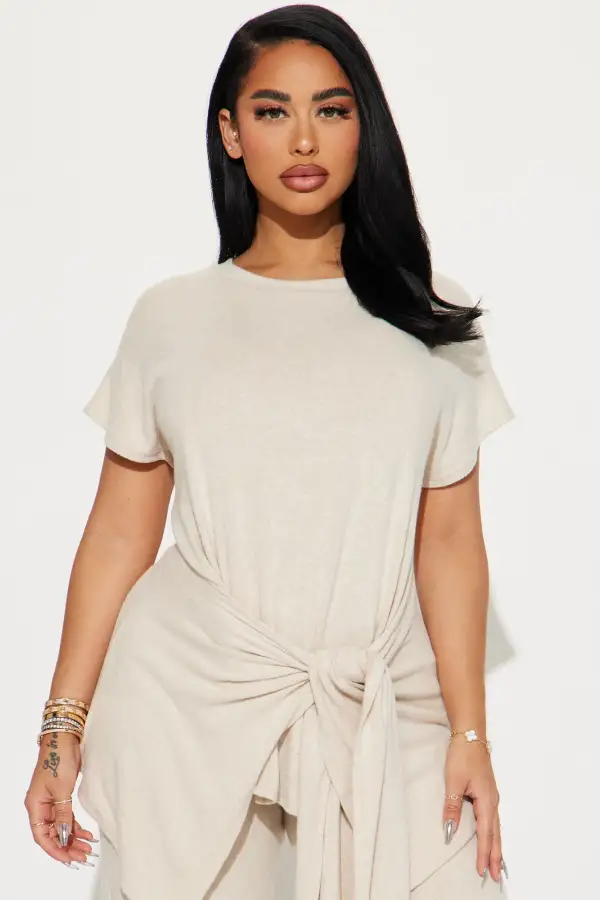Mara Tie Waist Pant Set - Taupe