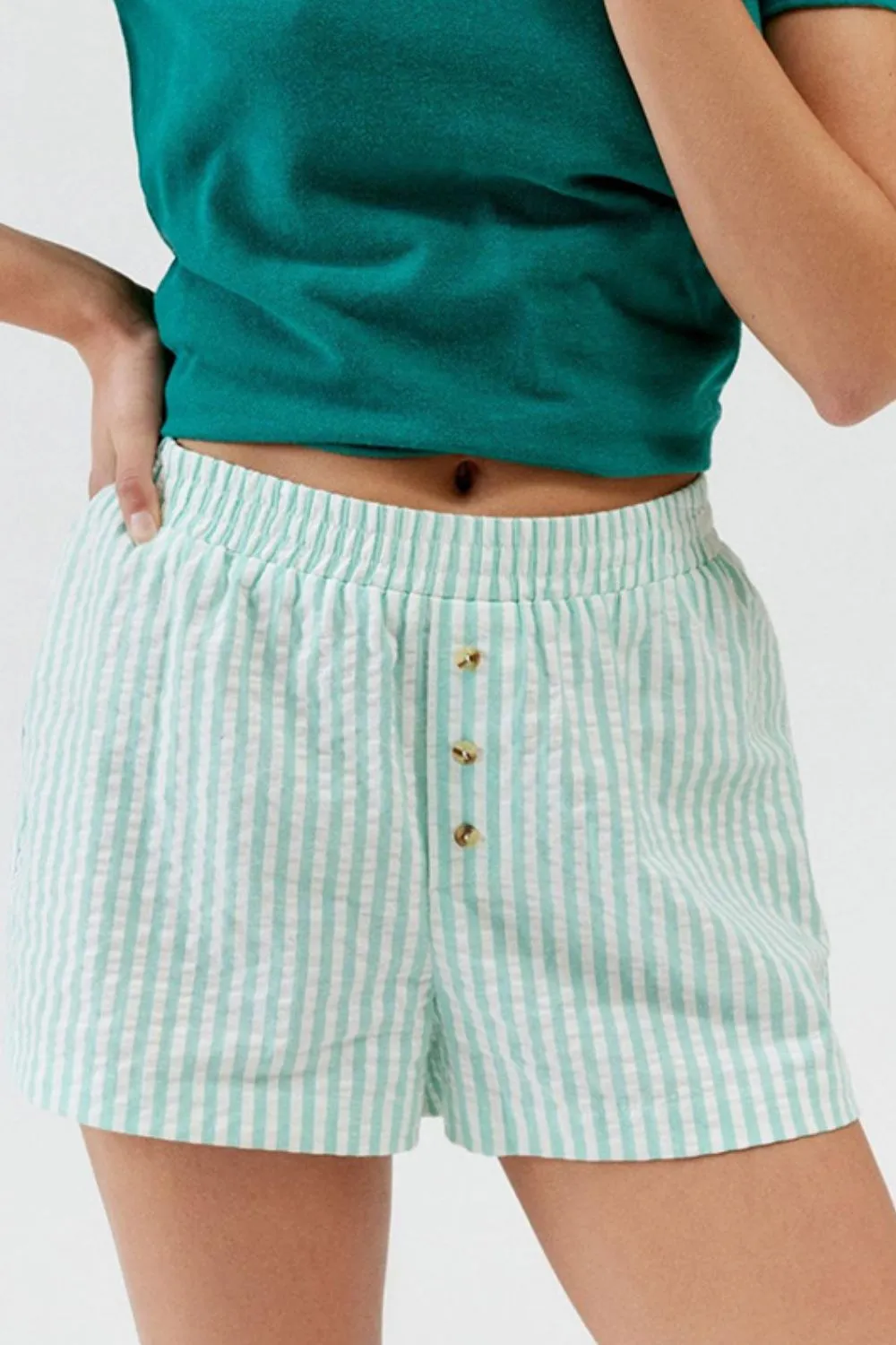 Easygoing Striped Elastic Waist Shorts