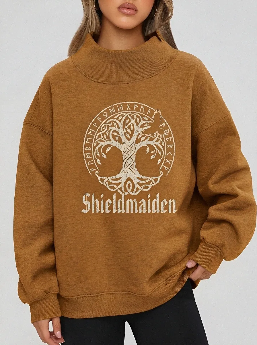 Viking Shieldmaiden Yggdrasil Rune Casual Hoodie Sweatshirt