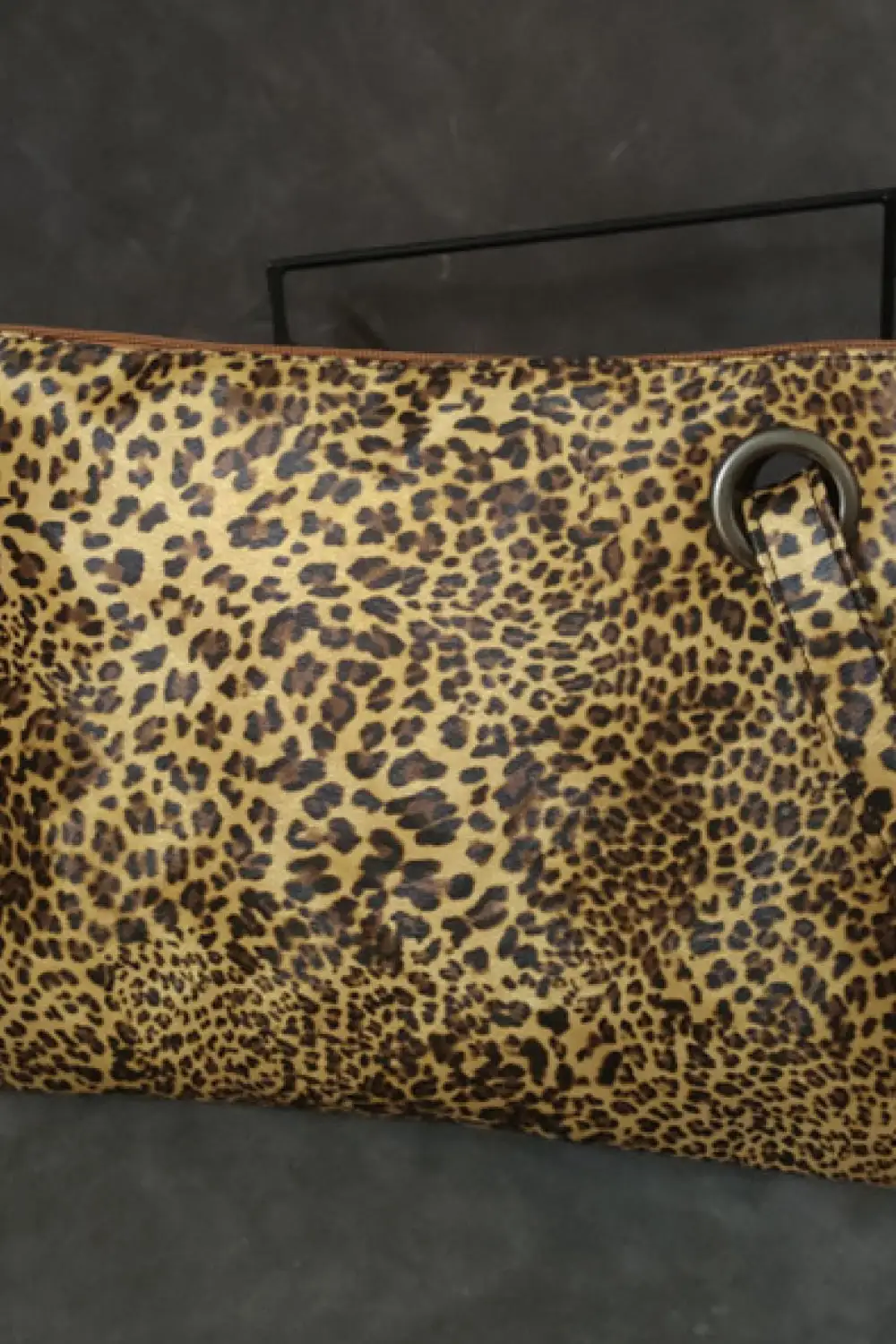 Leopard Print Faux Leather Clutch