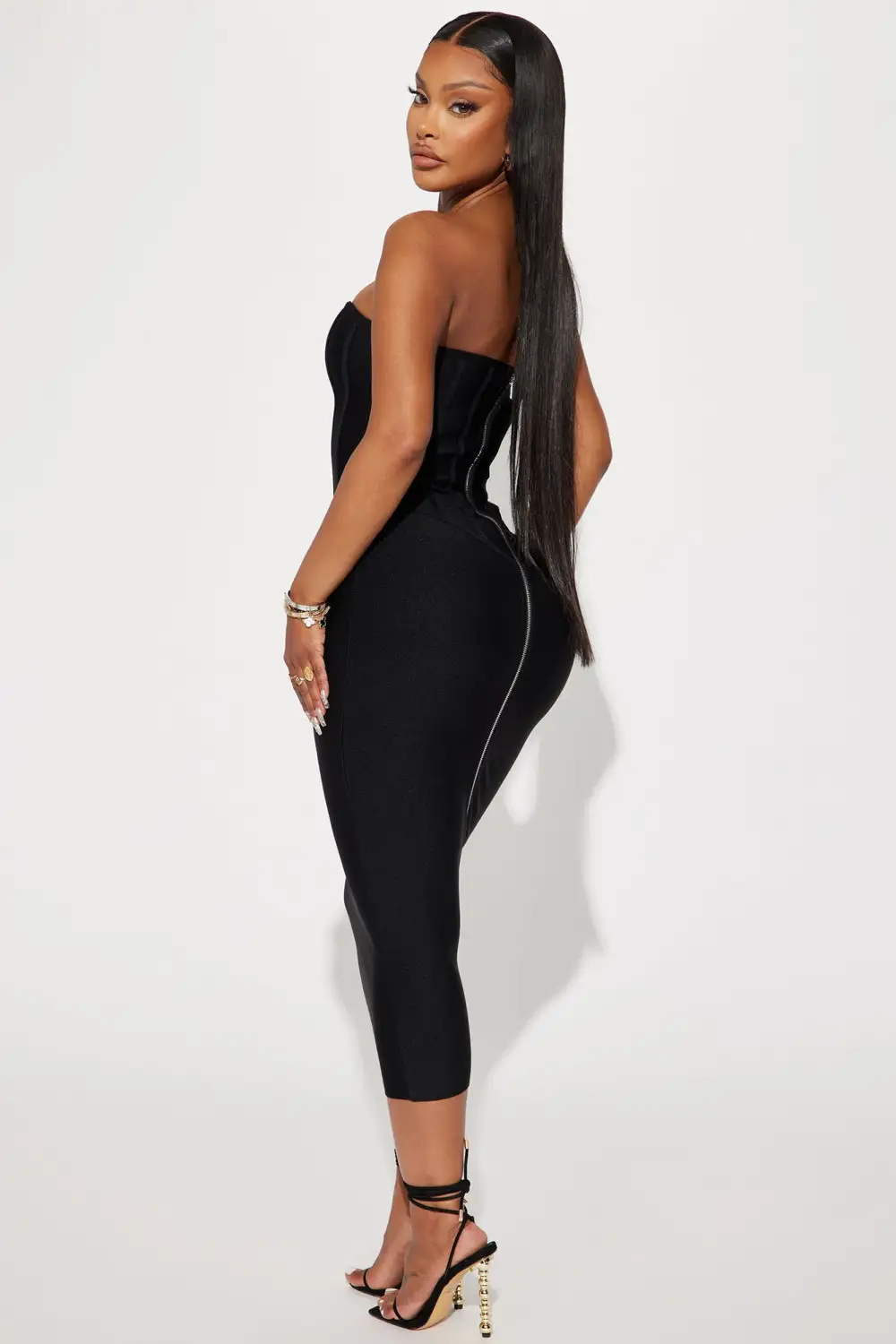Gemma Bandage Midi Dress - Black