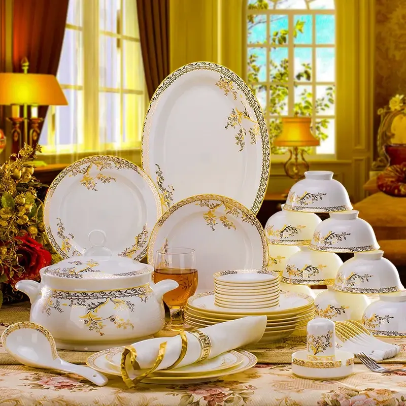 58pcs deluxe ceramic tableware set