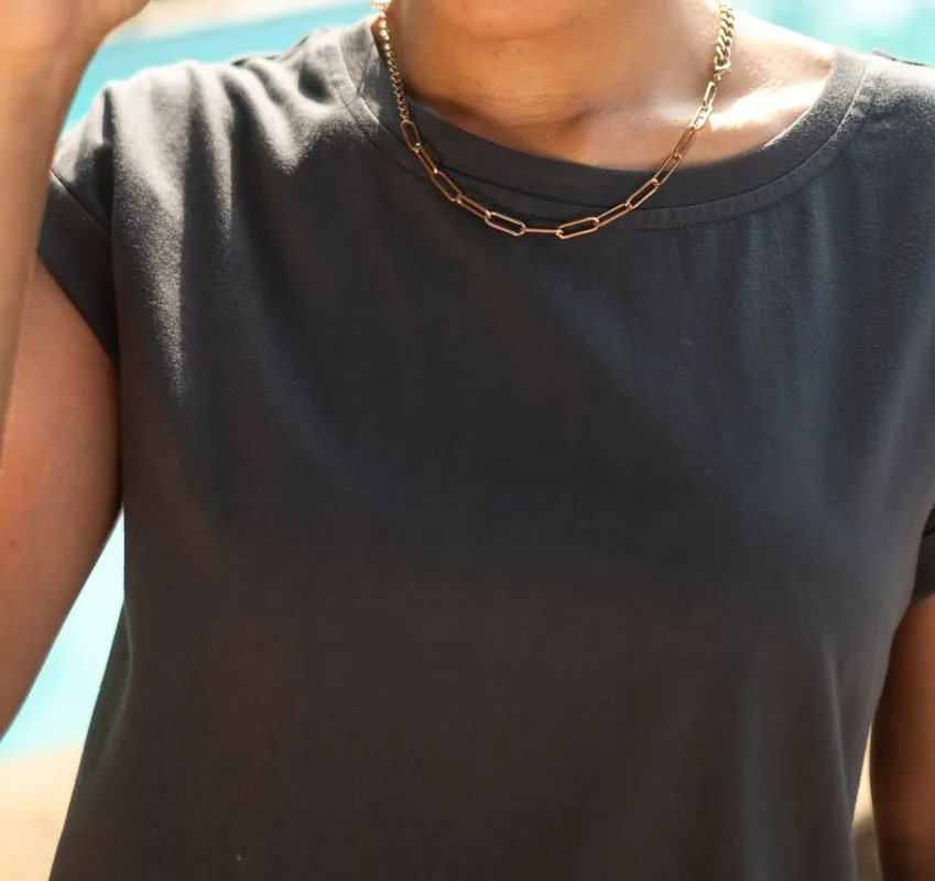 Charcoal Pima Cotton Boxy Tee