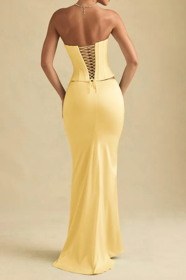Solid Color Maxi Asymmetric Low Waist Skirt