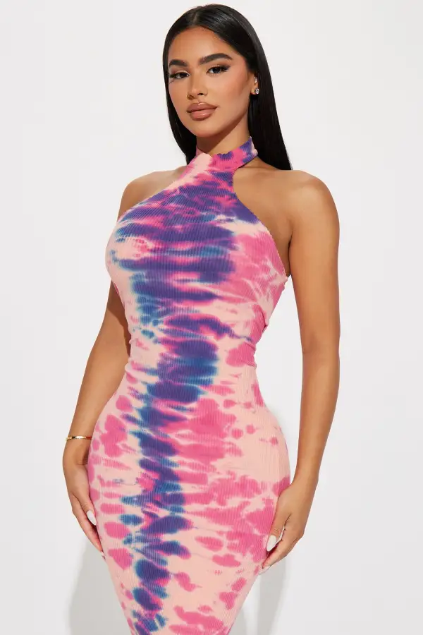 Cindy Tie Dye Maxi Dress - Pink/combo