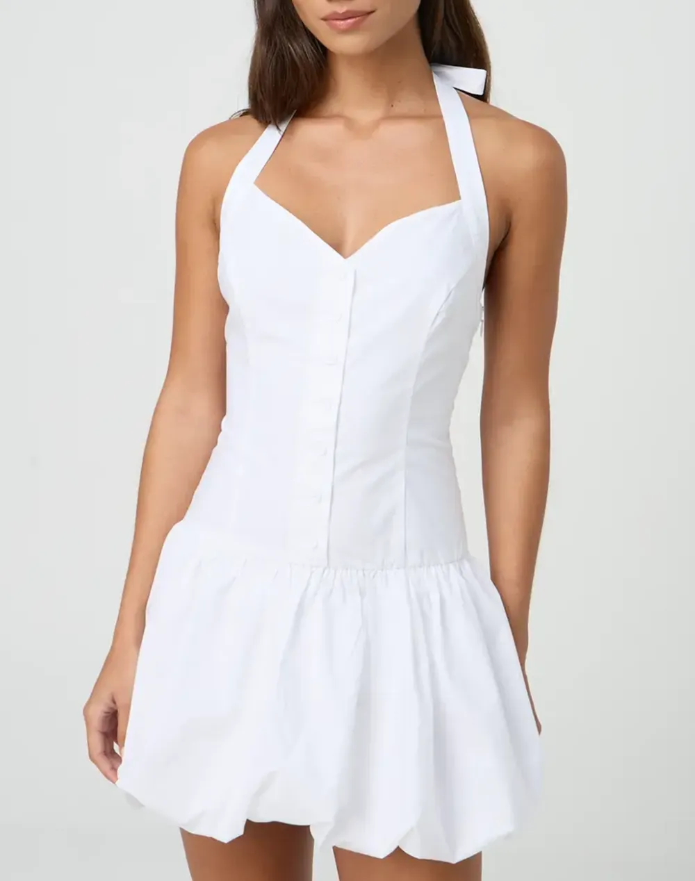 Button Up Halter Bubble Dress