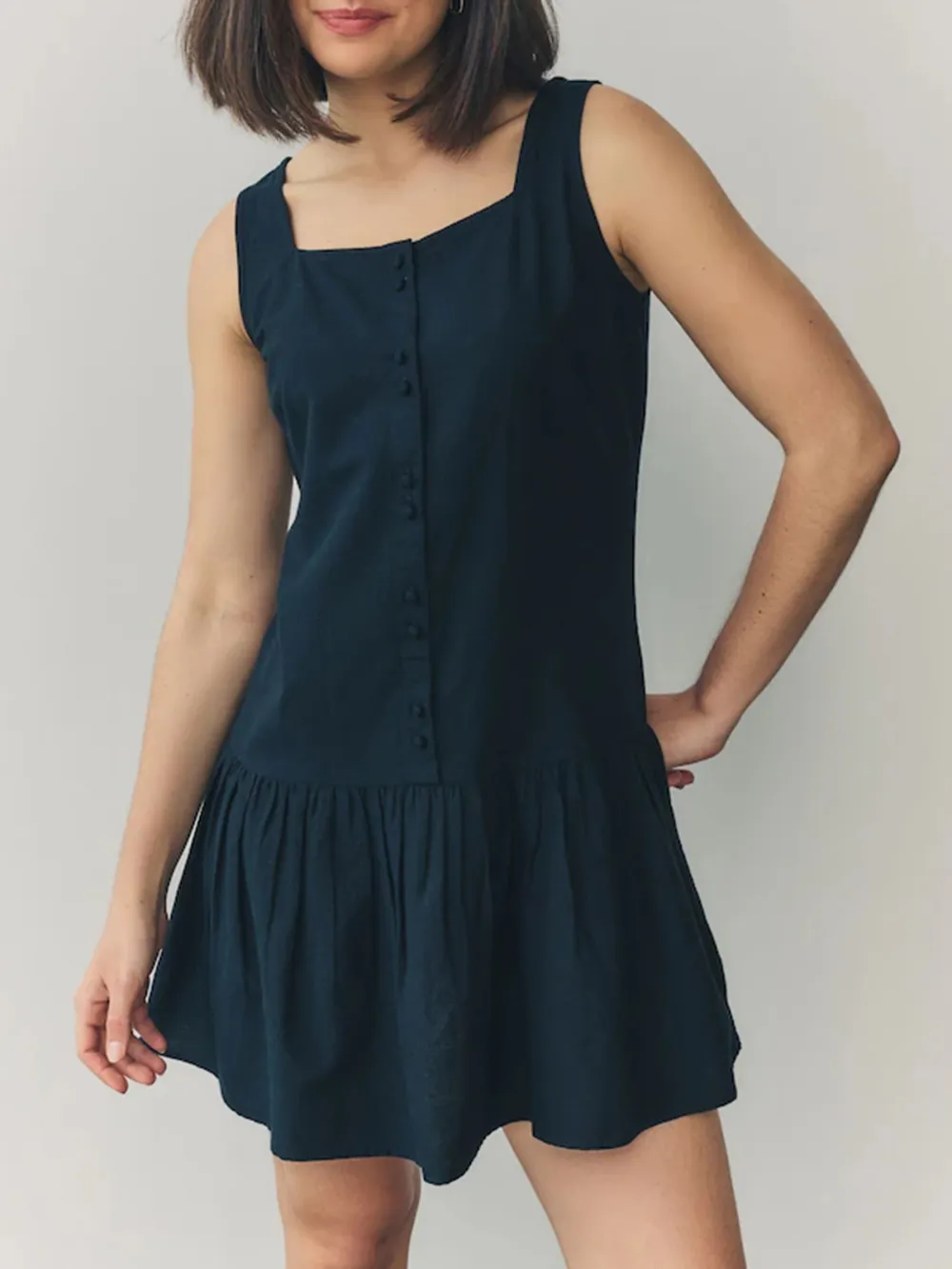 Basic Minimalist Bohemian Style Solid Color Dress