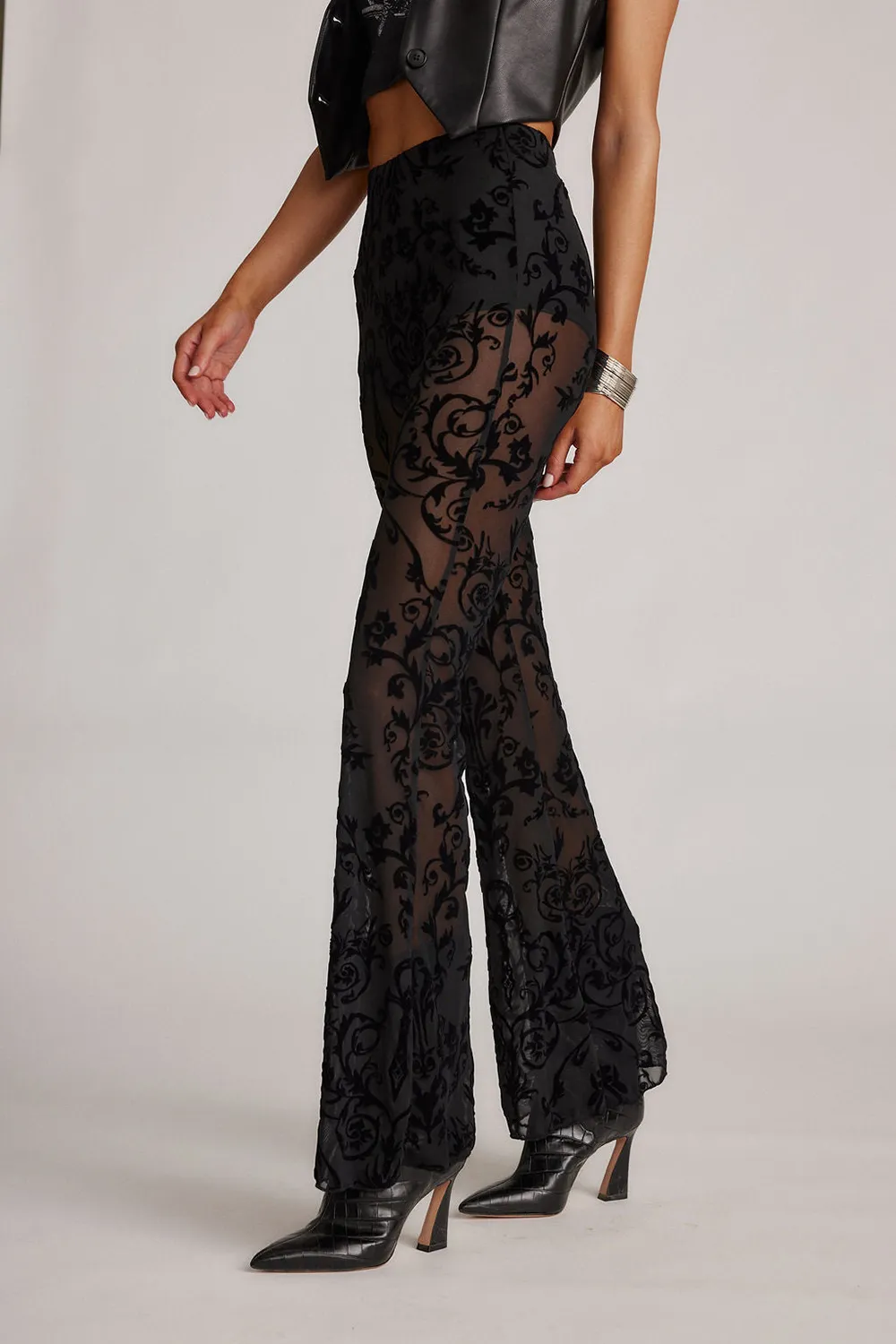 Black Velvet Flare Pants