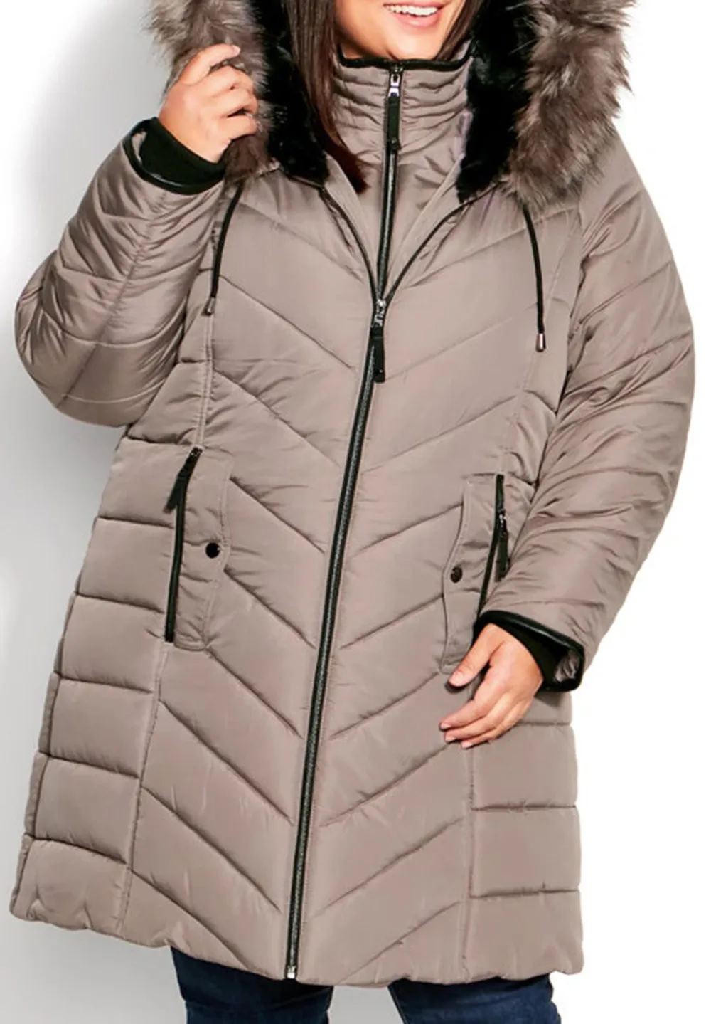 Double Zipper Mid Length Down Jacket