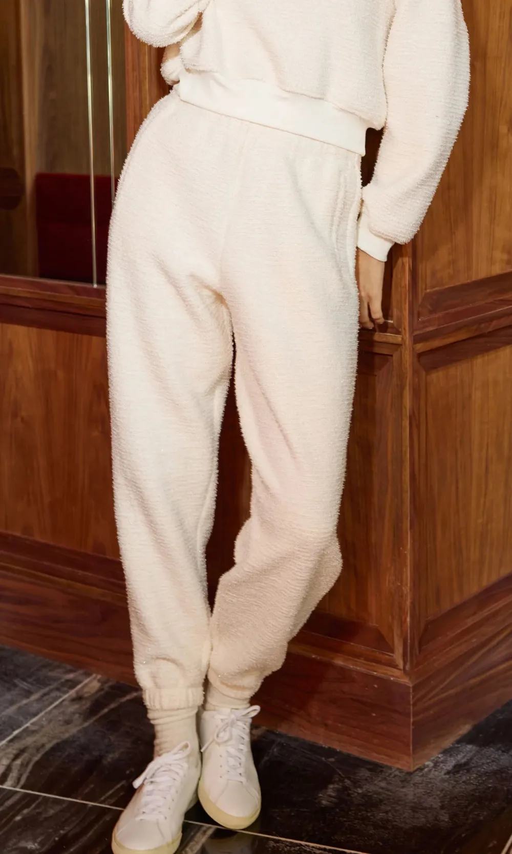 White Comfort Elastic Waist Jogging Pants