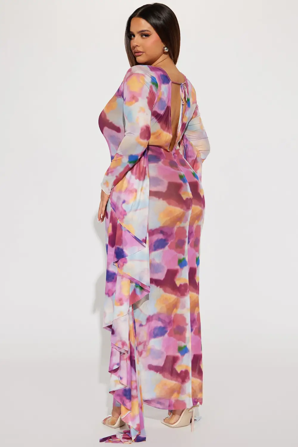 Mariposa Mesh Maxi Dress - Pink/combo