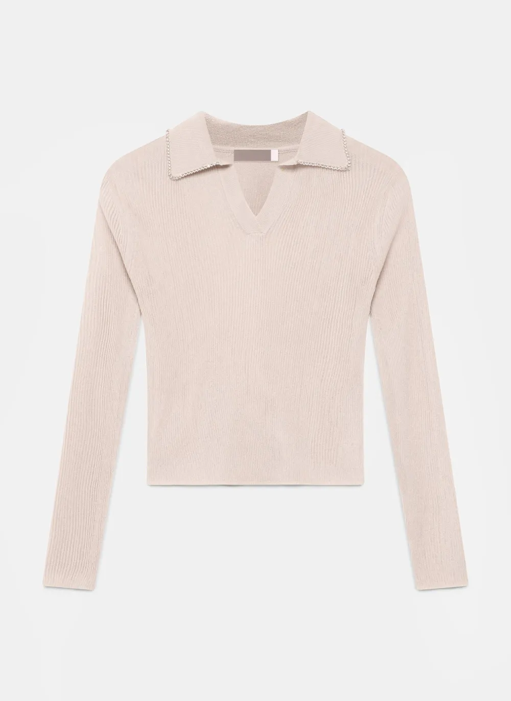 Casual Style Neutral Embellished Collar Top