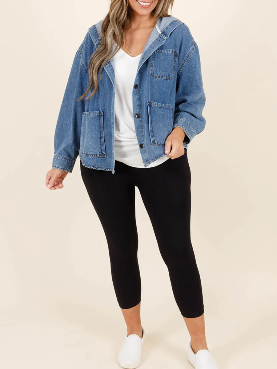 Multi Pocket Hooded Denim Jacket